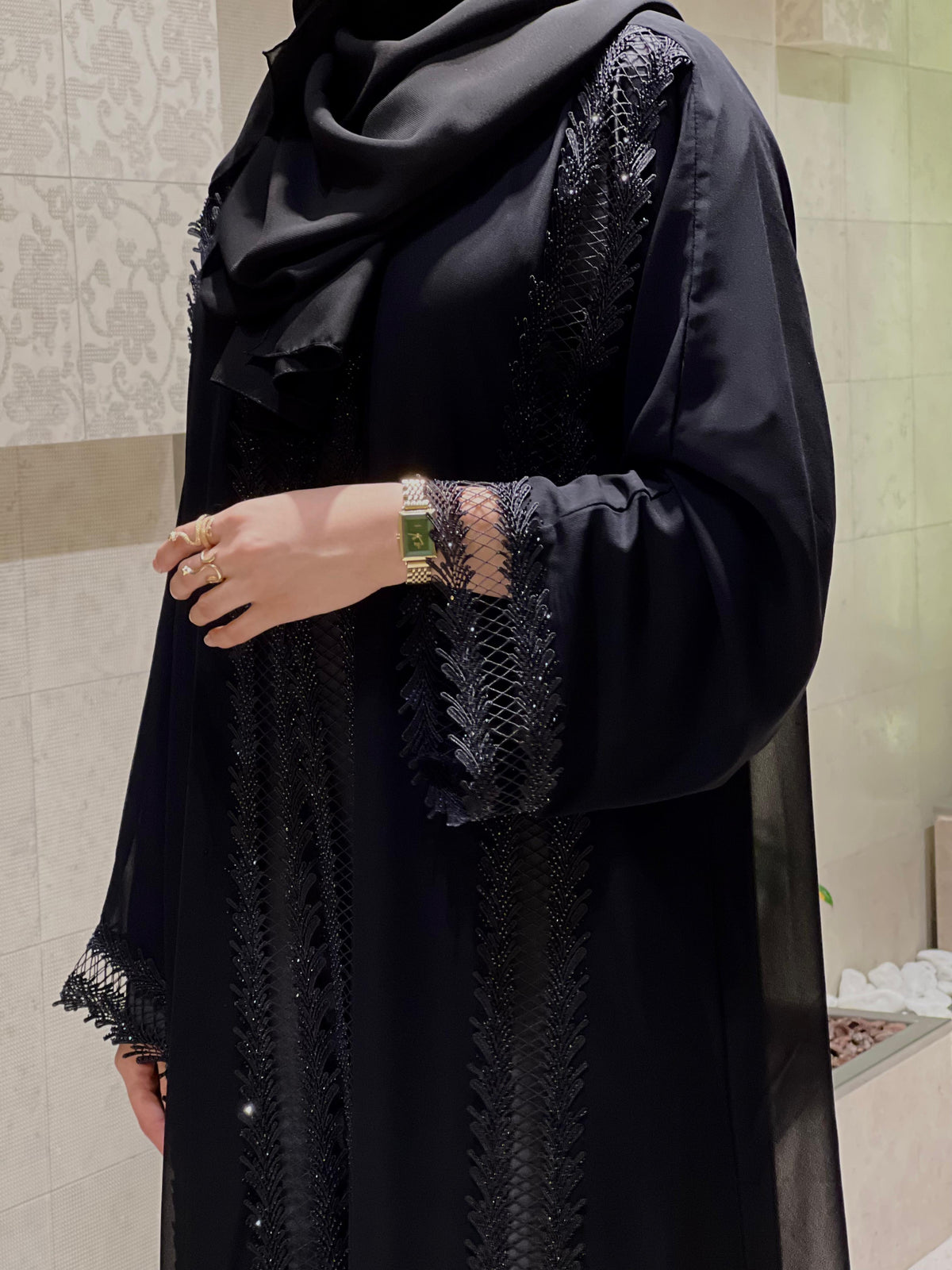 Stone Lace Abaya