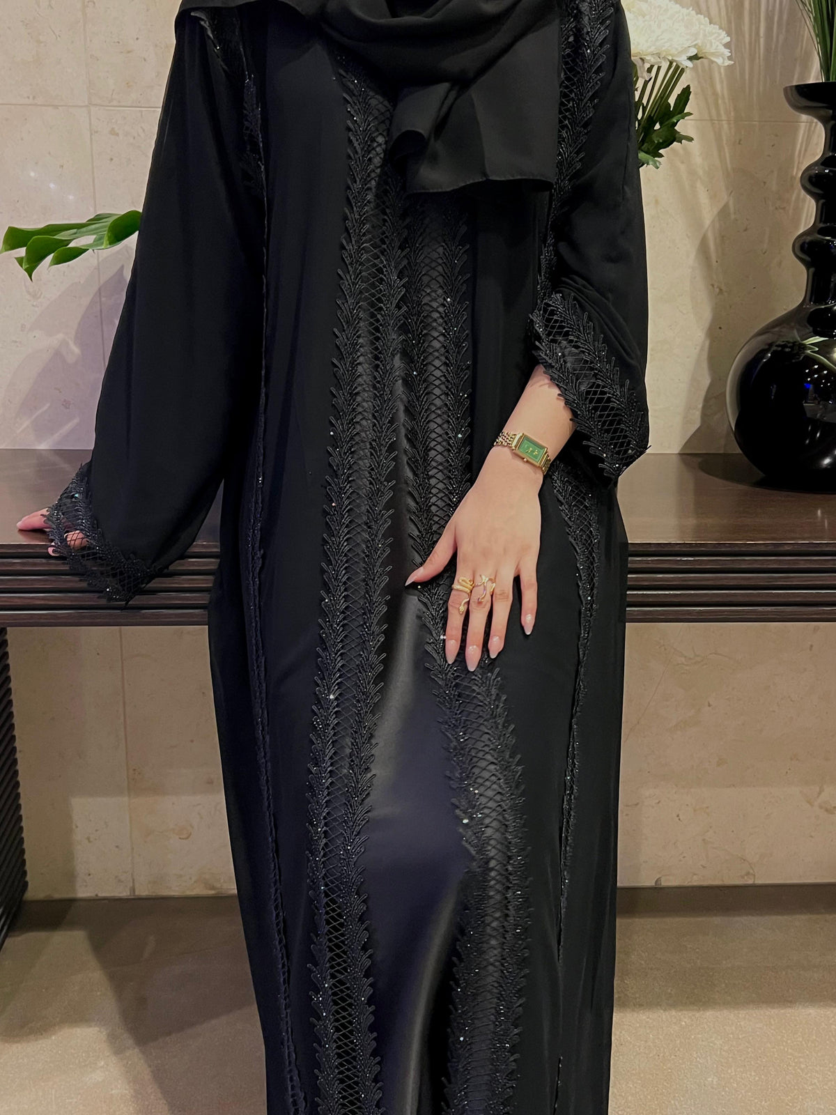 Stone Lace Abaya